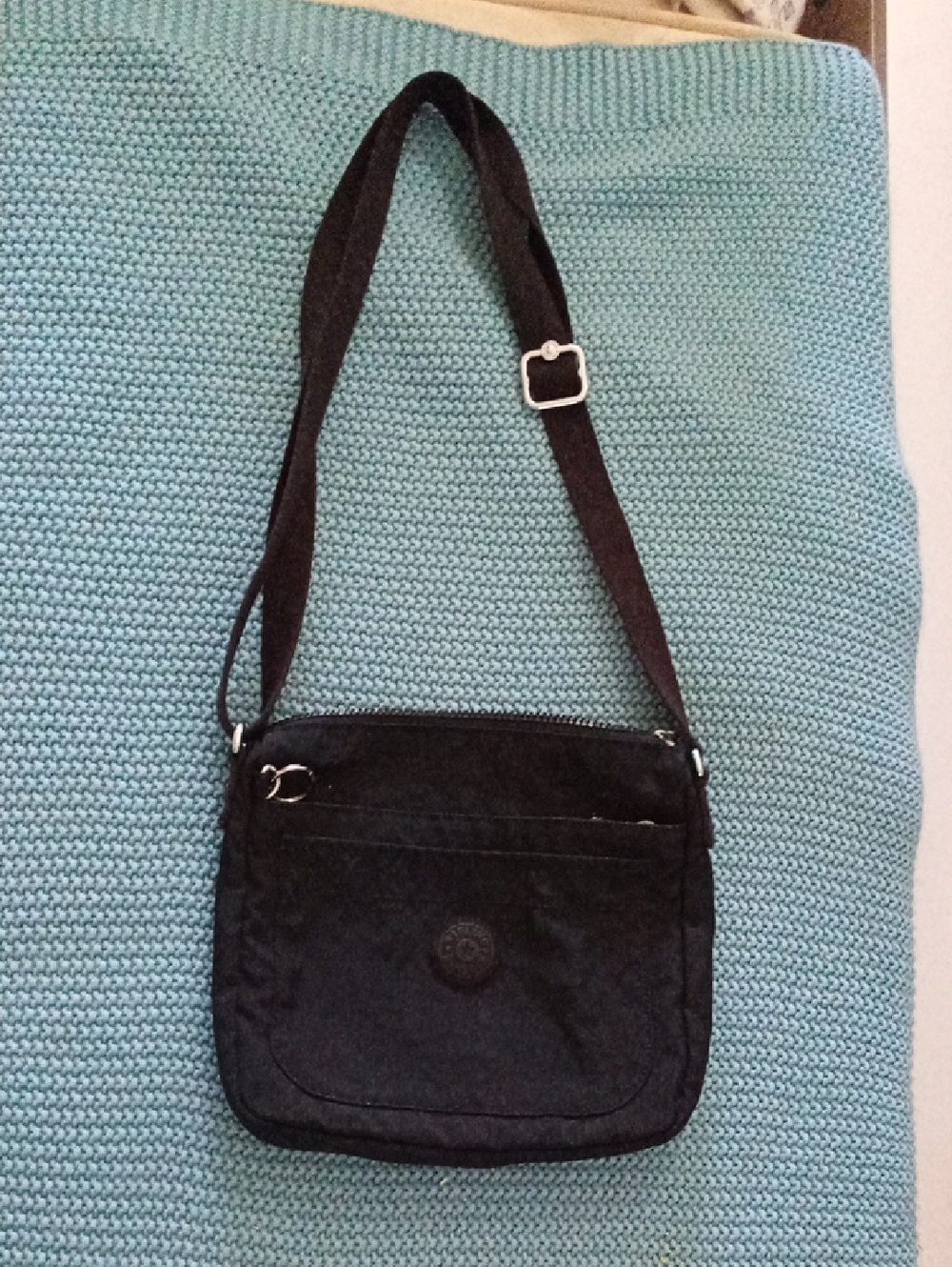 Kipling Vinyl Black Crossbody Shoulder Bag with Front Pocket